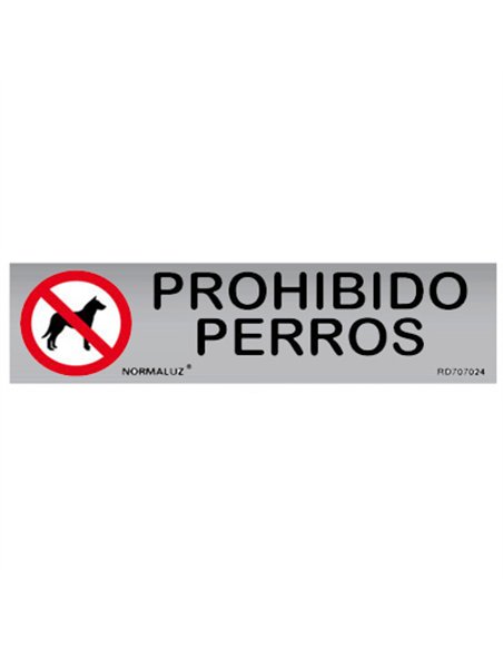 SEÃ‘AL PROHIBIDO PERROS INOX ADHESIVA 5x20cm RD707024