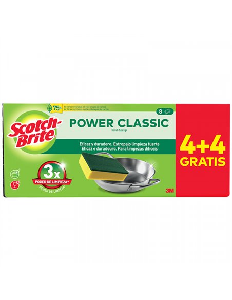 PAQ. 8 ESTROPAJOS CLASICOS FIBRA VERDE 7100325013 SCOTCH BRITE