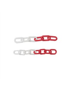 BOLSA 25mt CADENA 8mm PLASTICO BLANCA-ROJA