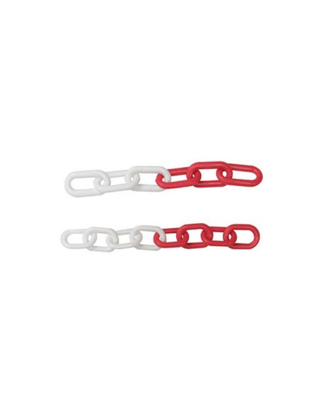 BOLSA 25mt CADENA 8mm PLASTICO BLANCA-ROJA