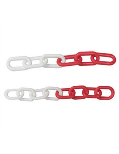 BOLSA 25mt CADENA 8mm PLASTICO BLANCA-ROJA 2