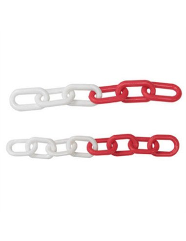 BOLSA 25mt CADENA 8mm PLASTICO BLANCA-ROJA