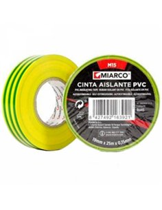 PAQ. 10 ROLLOS CINTA AISLANTE TOMA TIERRA 19mm x20mt MIARCO 2