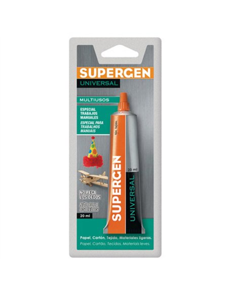 Tubo pegamento universal transparente 20ml 62602 supergen