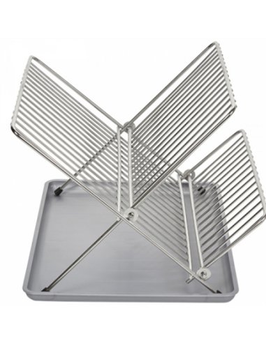 ESCURREPLATOS CROMADO PLEGABLE C/BANDEJA GRIS 89042 SAUVIC