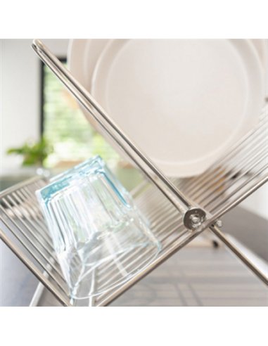ESCURREPLATOS CROMADO PLEGABLE C/BANDEJA GRIS 89042 SAUVIC