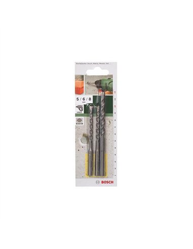 JUEGO 3 BROCAS PARED UNEO 5-6-8mm BOSCH