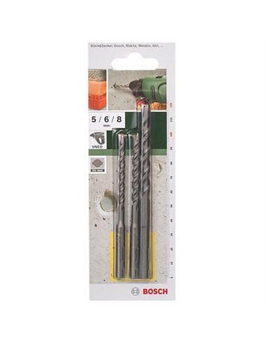 JUEGO 3 BROCAS PARED UNEO 5-6-8mm BOSCH