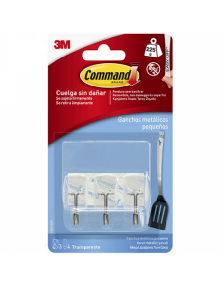 Blister 3 perchas transp punta alambre 4 tiras 225gr 17067clr command 3m
