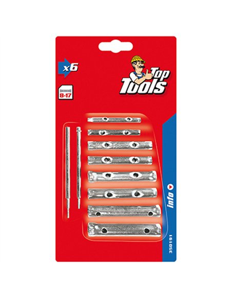 JUEGO 6pz LLAVES TUBO CHAPA 8-17mm 35D191 TOP TOOLS