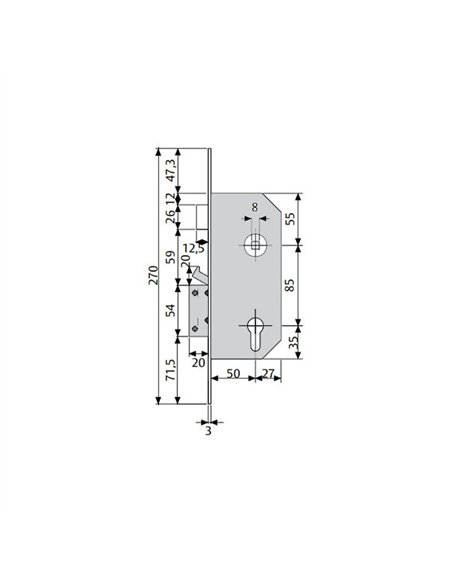 CERRADURA SEGURIDAD R300 T10 60mm TESA
