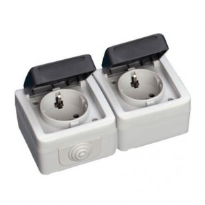 Base de enchufe doble estanco IP44