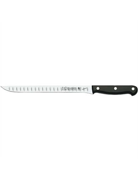 CUCHILLO JAMONERO ALVEOLOS 24cm PROFESIONAL 00947 3 CLAVELES