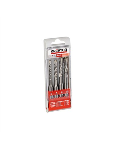 Juego 4 brocas sds plus 110mm 5-6-8-10mm krt012601 kreator