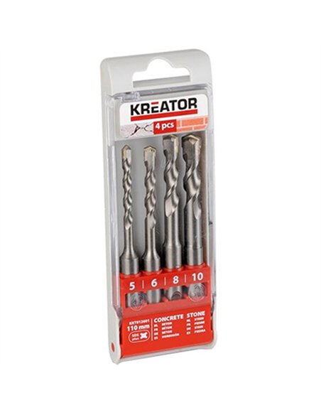 Juego 4 brocas sds plus 110mm 5-6-8-10mm krt012601 kreator