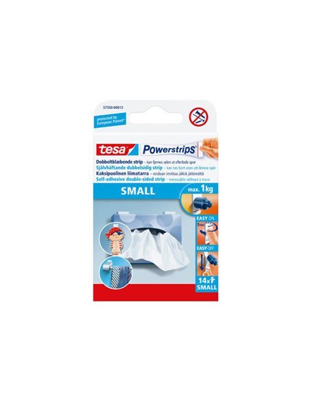 BLISTER 14 TIRAS ADHESIVAS PEQ. 1kg  58560 POWERSTRIPS TESA