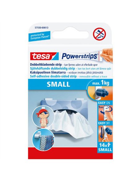 BLISTER 14 TIRAS ADHESIVAS PEQ. 1kg  58560 POWERSTRIPS TESA