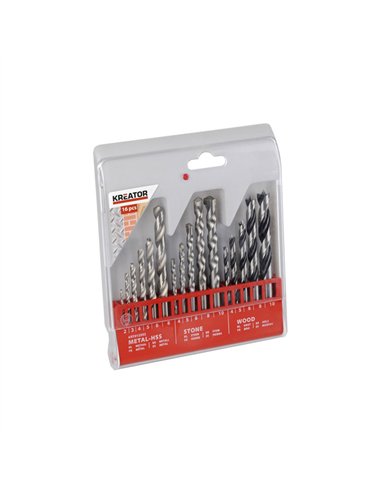 JUEGO 16 BROCAS HSS-WIDIA-MADERA 2-10mm KRT012502 KREATOR