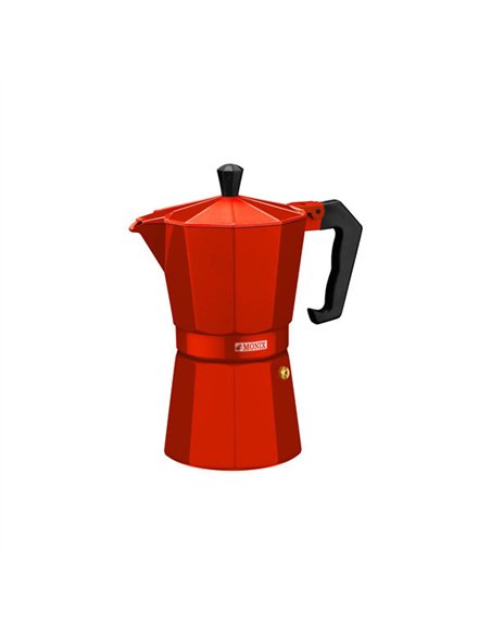 CAFETERA ALUMINIO VITROCERAMICA ROJO FRESA 6T. MONIX