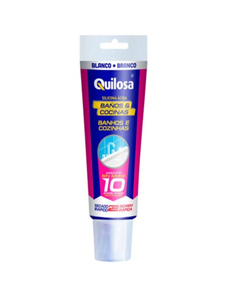 TUBO 100ml SILICONA BAÃ‘O COCINA ANTIMOHO BLANCA QUILOSA