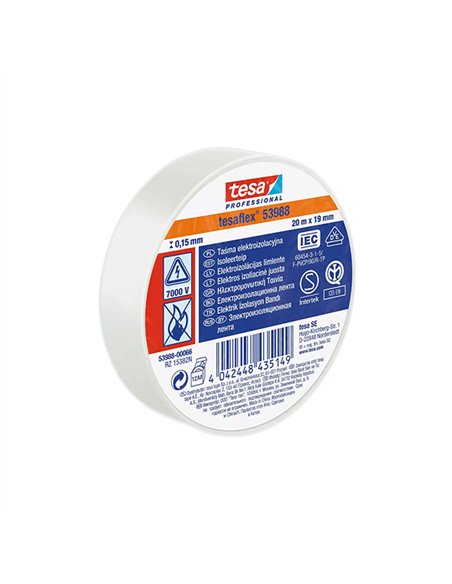 PAQ. 10 ROLLOS CINTA AISLANTE BLANCA 19mm x10mt TESA