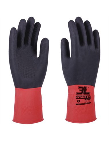 PAQ. 12 GUANTES LATEX FLOCADO ECOBIC BR GRANDE T.9 3L