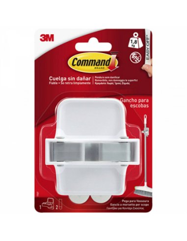 SOPORTE COLGADOR ESCOBA 2 TIRAS 1,8kg 17007 COMMAND 3M