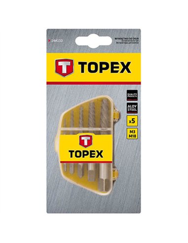 JUEGO 5 EXTRACTORES DE TORNILLOS 3,3-19mm TOPEX