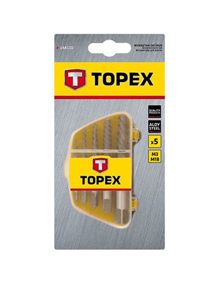 JUEGO 5 EXTRACTORES DE TORNILLOS 3,3-19mm TOPEX