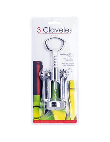 SACACORCHO TIROLES 2 MANOS 170mm 00540 3 CLAVELES