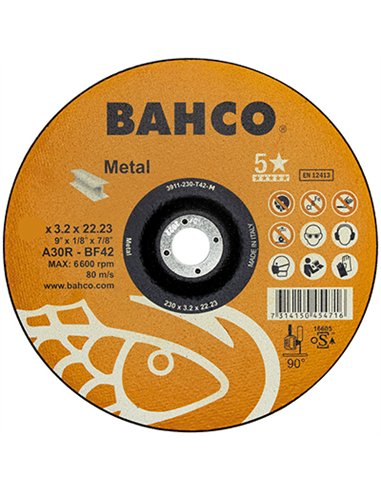 DISCO CORTE METAL 115x2,5mm 3911-115-T42-M BAHCO