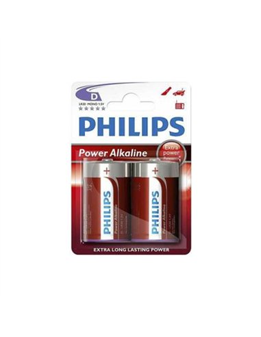 Blister 2 pilas lr20 d 2bp power alkaline philips