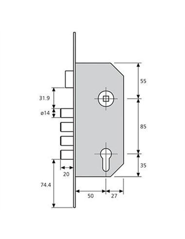 CERRADURA SEGURIDAD R20AB56BL ANTIPANICO 50mm TESA