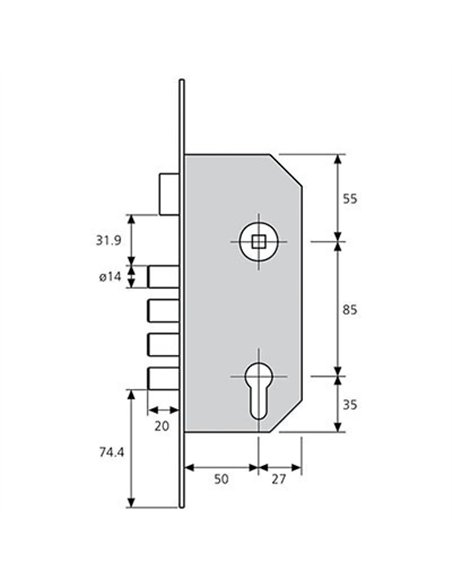 CERRADURA SEGURIDAD R20AB56BL ANTIPANICO 50mm TESA