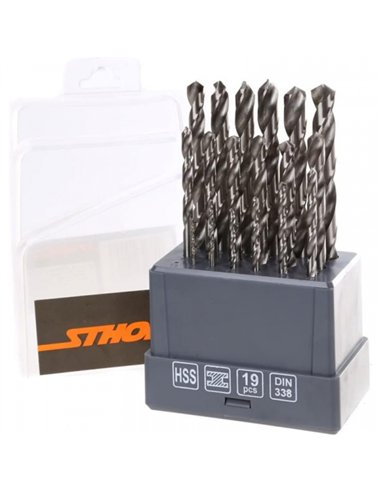 JUEGO 19 BROCAS METAL HSS 1-10mm 21999 STHOR