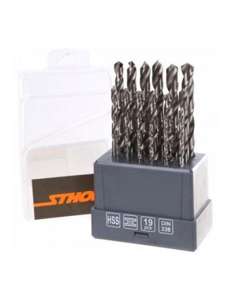JUEGO 19 BROCAS METAL HSS 1-10mm 21999 STHOR