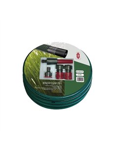 SET 15mt MANGUERA VERDE 5/8 15mm C/ACC. ESPIROJARDIN
