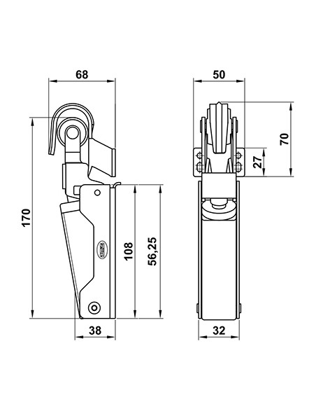 RETENEDOR PUERTA HIDRAULICO PLATA mod.1 6499 AMIG