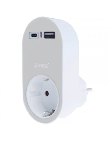 CLAVIJA LADRON 2 TOMAS 1xUSB 1xTIPO C 3680w 3,4A 103000031/18 GSC