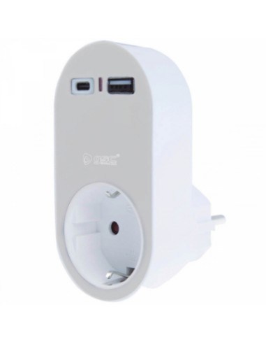 CLAVIJA LADRON 2 TOMAS 1xUSB 1xTIPO C 3680w 3,4A 103000031/18 GSC