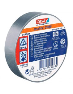 PAQ. 10 ROLLOS CINTA AISLANTE GRIS 19mm x20mt TESA