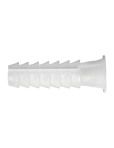 Blister 10 taco blanco plastico estriado 9mm