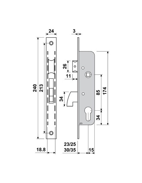 CERRADURA TIPO ISEO-CISA GANCHO BASCULANTE E3411-25 BATON
