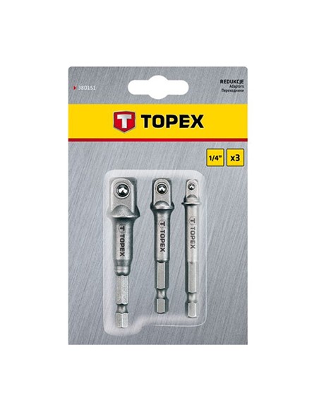 JUEGO 3 ADAPTADORES LLAVES VASO 1/4-3/8-1/2 38D151 TOPEX
