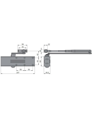 CIERRAPUERTAS RETENEDOR PLATA UNIK 2500 2559T.PL TELESCO