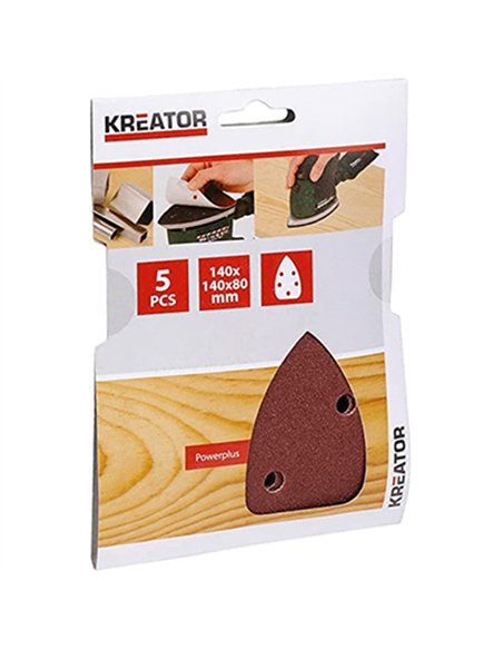 SET 5 HOJAS LIJA TRIANGULAR 140x140x80 G60 KRT220004 KREATOR