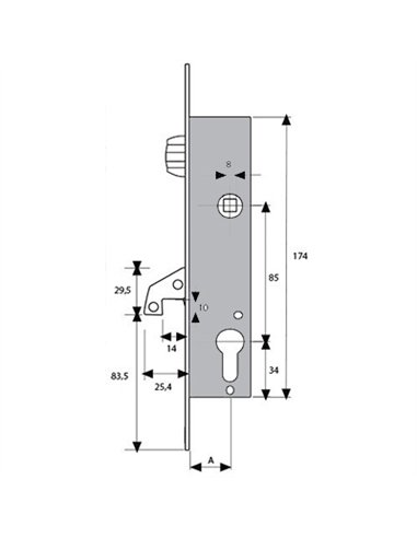 CERRADURA BASCULANTE GANCHO 2246-20 3AI TESA