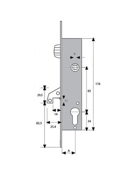 CERRADURA BASCULANTE GANCHO 2246-20 3AI TESA