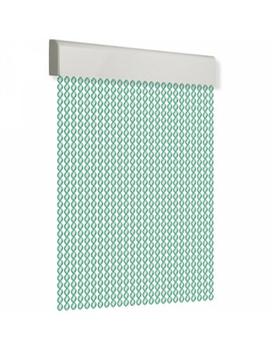 CORTINA PUERTA 90x210cm CORDON ESPIRAL nÂº10 VERDE-BLANCA