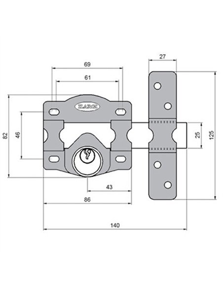 CERROJO LLAVE SERRETA BOMBILLO INTERIOR 86mm 1201HE ILARGI